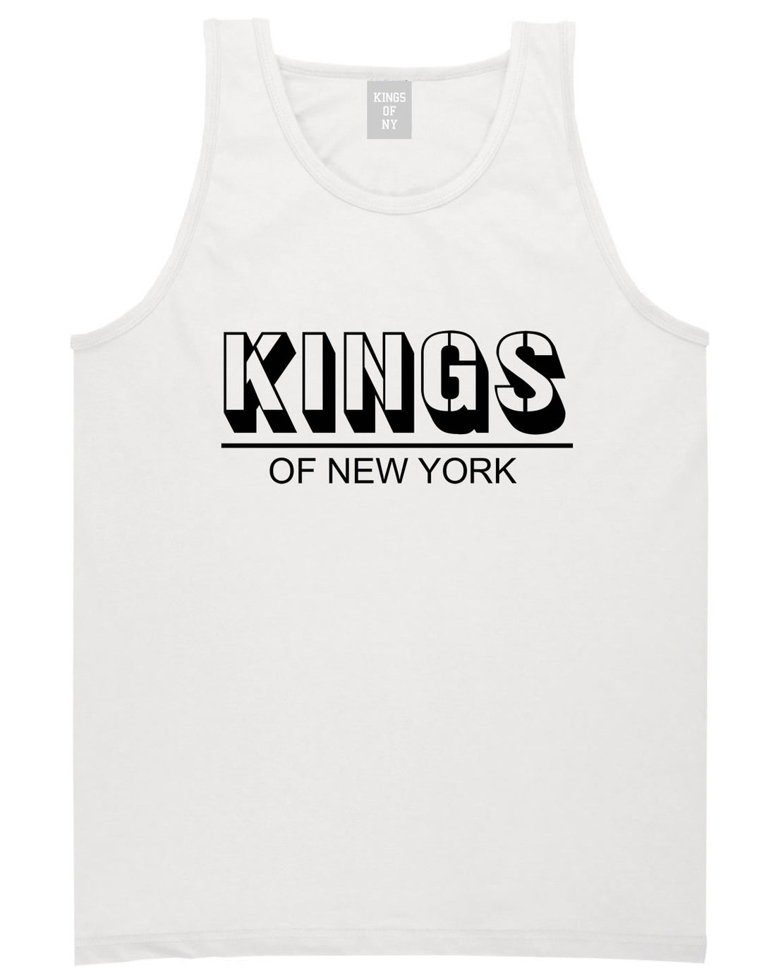 King Branded Block Letters Tank Top in White by Kings Of NY