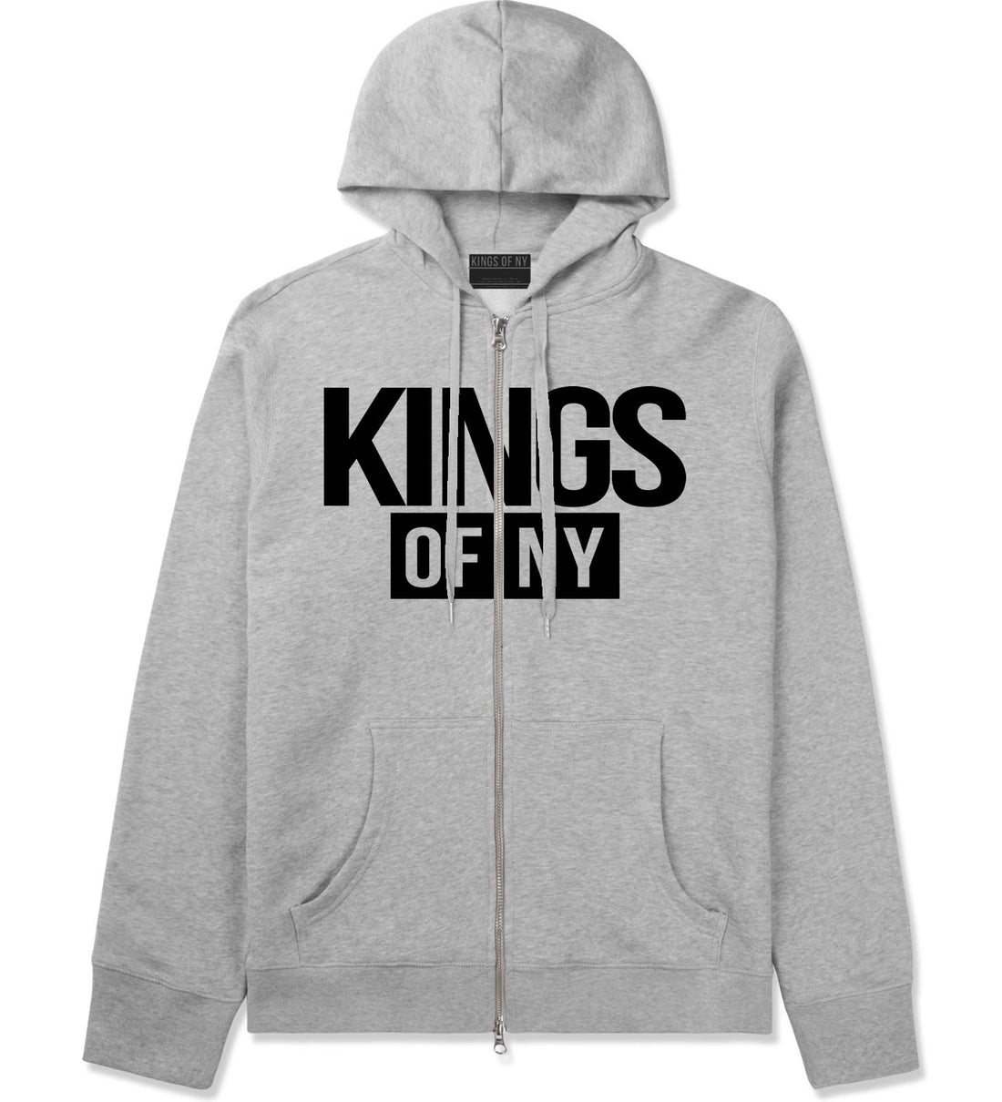 Kings Of NY Logo W15 Zip Up Hoodie in Grey By Kings Of NY