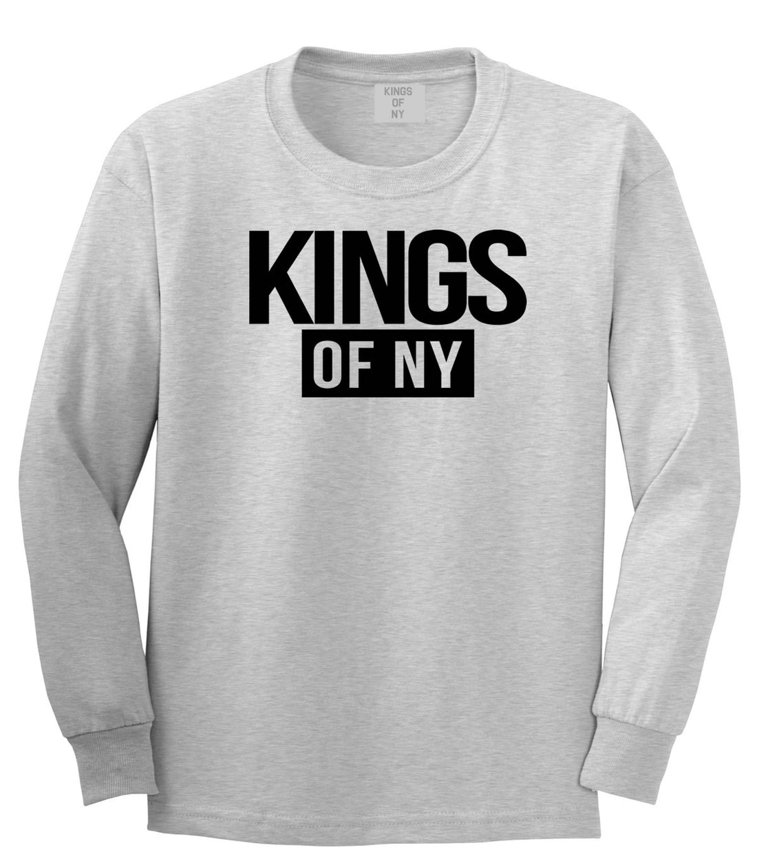 Kings Of NY Logo W15 Long Sleeve T-Shirt in Grey By Kings Of NY