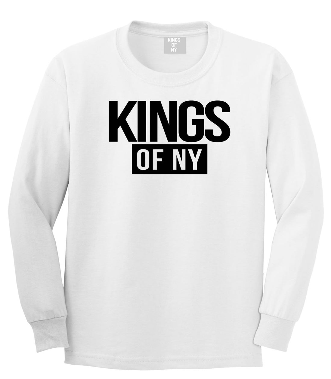 Kings Of NY Logo W15 Long Sleeve T-Shirt in White By Kings Of NY