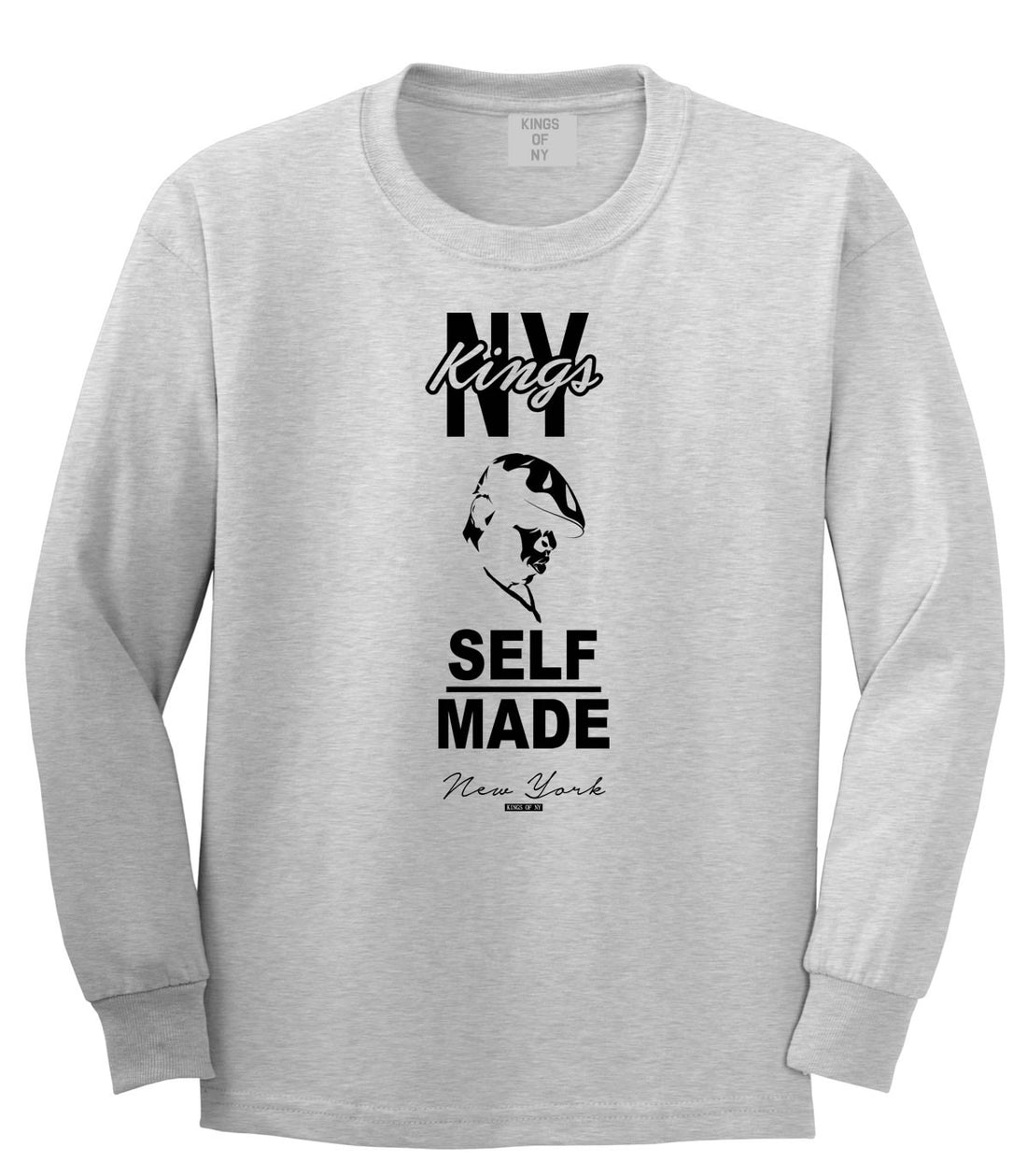 NY Kings Self Made Biggie Long Sleeve T-Shirt in Grey By Kings Of NY