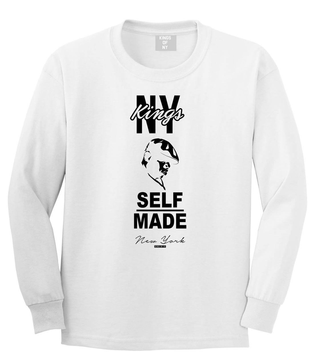 NY Kings Self Made Biggie Long Sleeve T-Shirt in White By Kings Of NY