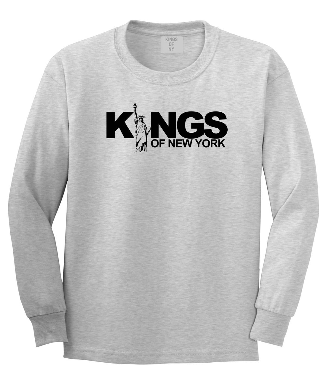 KINGS Lady Liberty Logo Long Sleeve T-Shirt in Grey by Kings Of NY