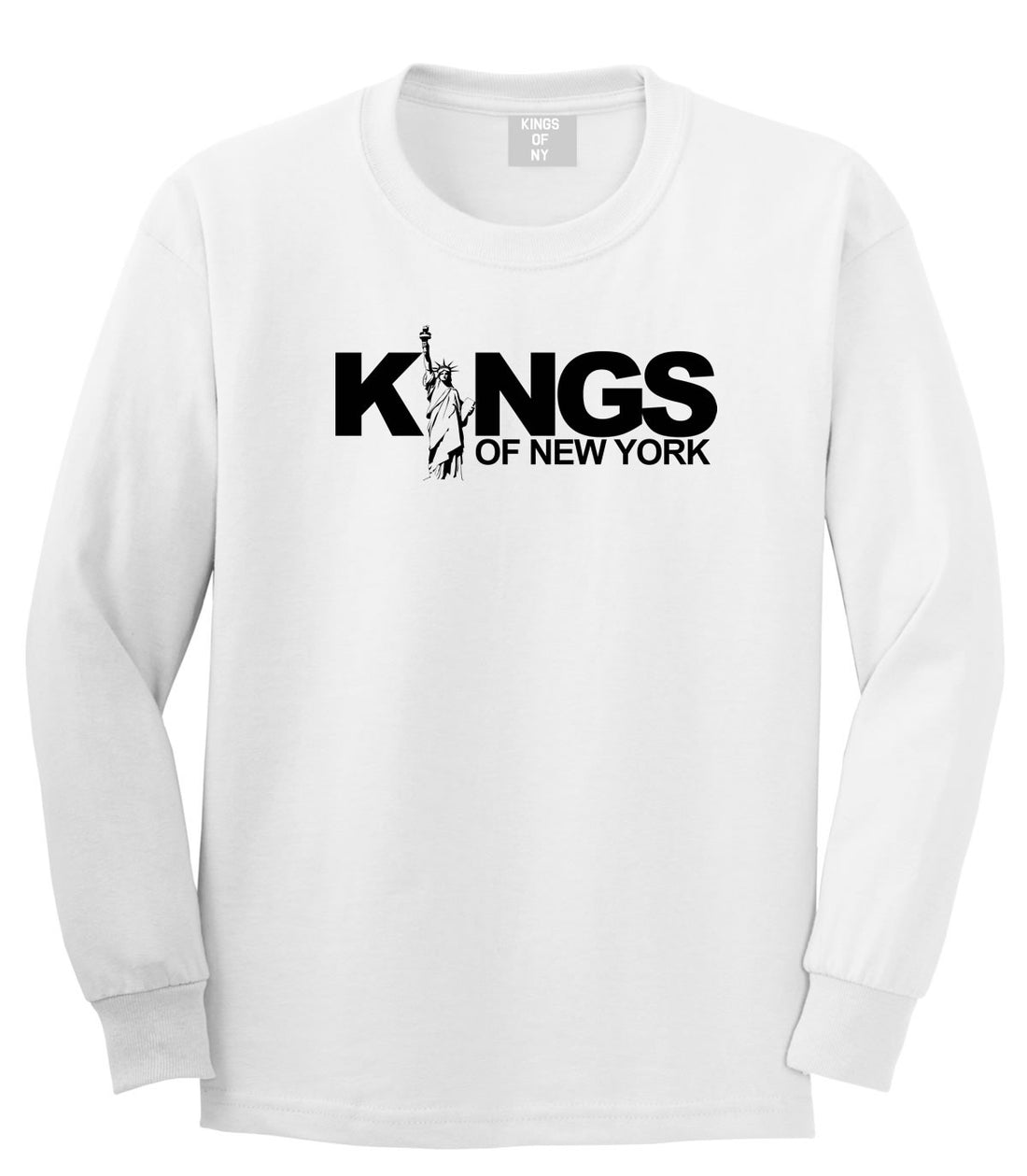 KINGS Lady Liberty Logo Boys Kids Long Sleeve T-Shirt in White by Kings Of NY