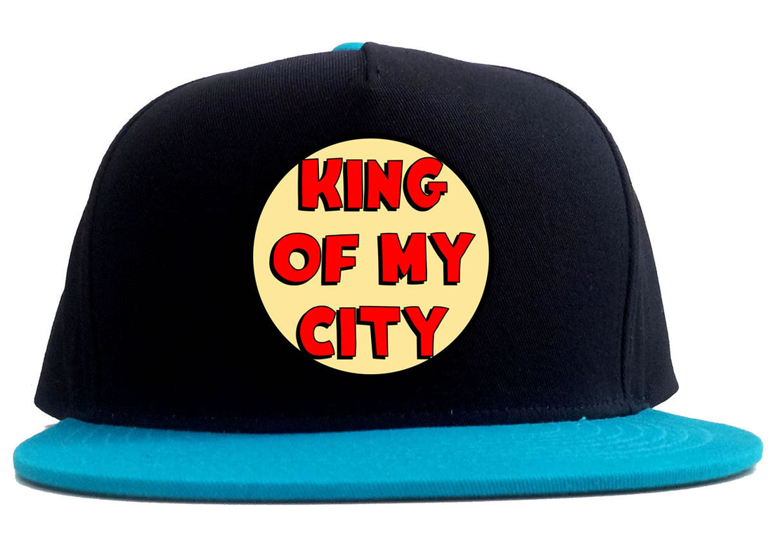 King Of My City Chest Logo 2 Tone Snapback Hat in Black and Blue by Kings Of NY