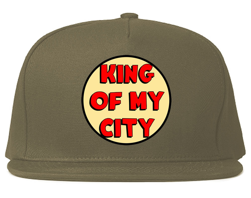 King Of My City Chest Logo Snapback Hat in Grey by Kings Of NY