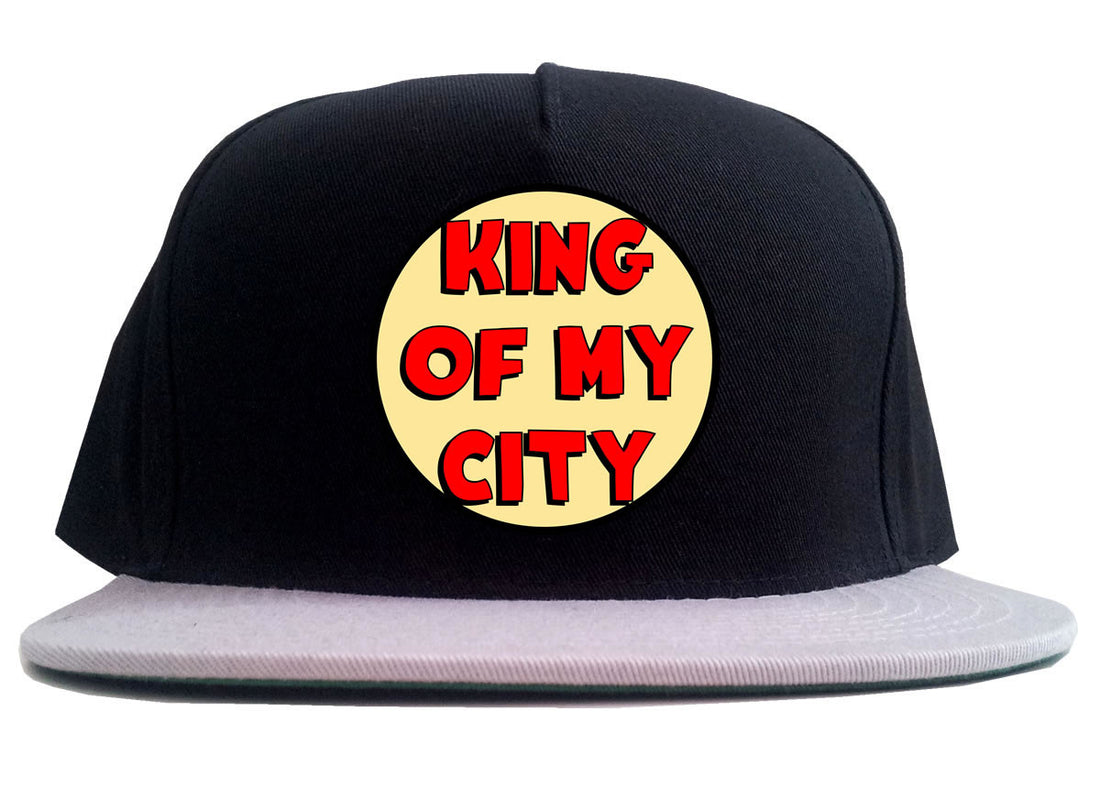 King Of My City Chest Logo 2 Tone Snapback Hat in Black and Grey by Kings Of NY