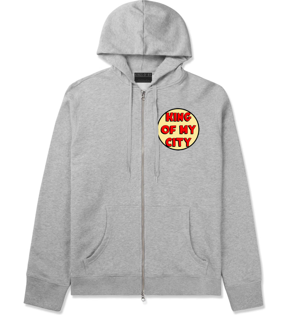 King Of My City Chest Logo Zip Up Hoodie Hoody in Grey by Kings Of NY