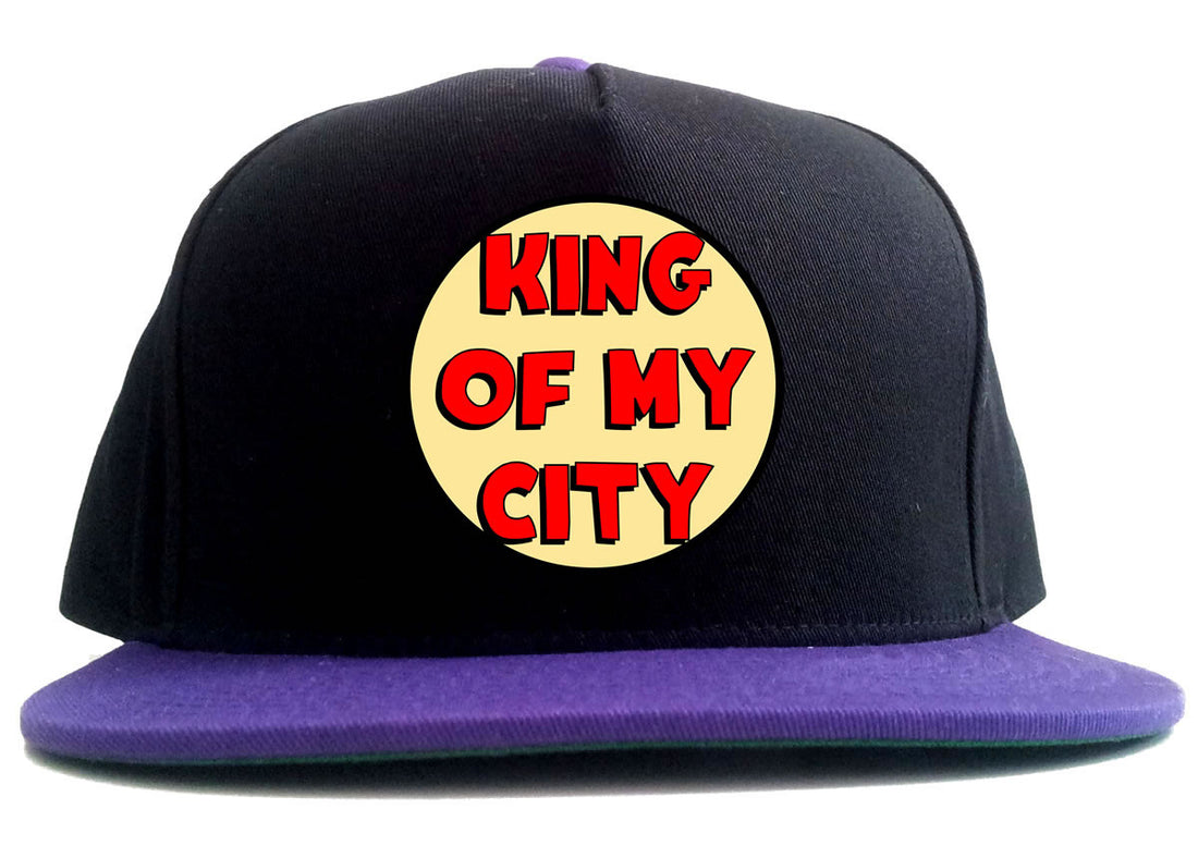 King Of My City Chest Logo 2 Tone Snapback Hat in Black and Purple by Kings Of NY