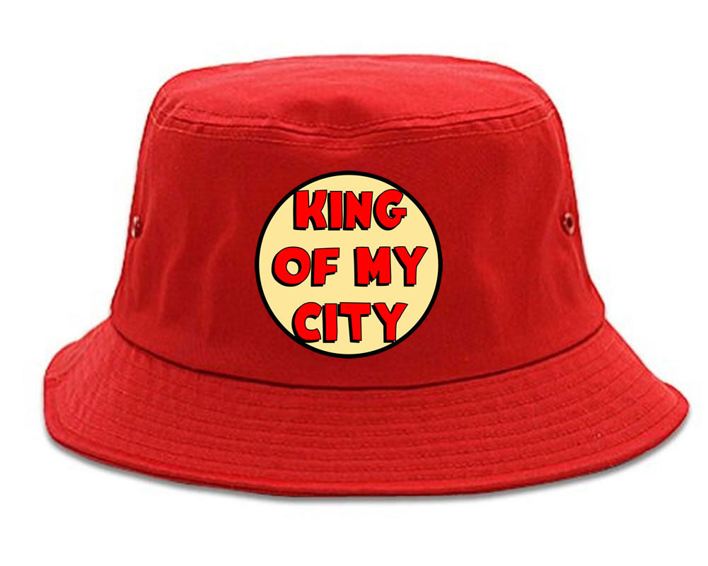 King Of My City Chest Logo Bucket Hat in Red by Kings Of NY