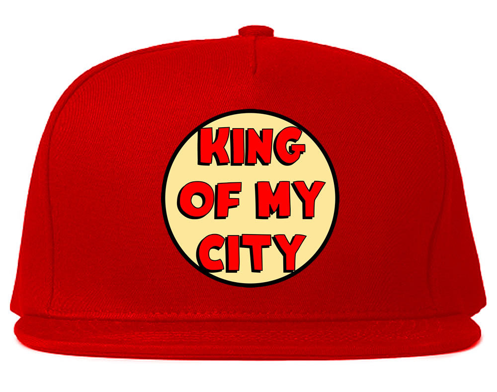 King Of My City Chest Logo Snapback Hat in Red by Kings Of NY