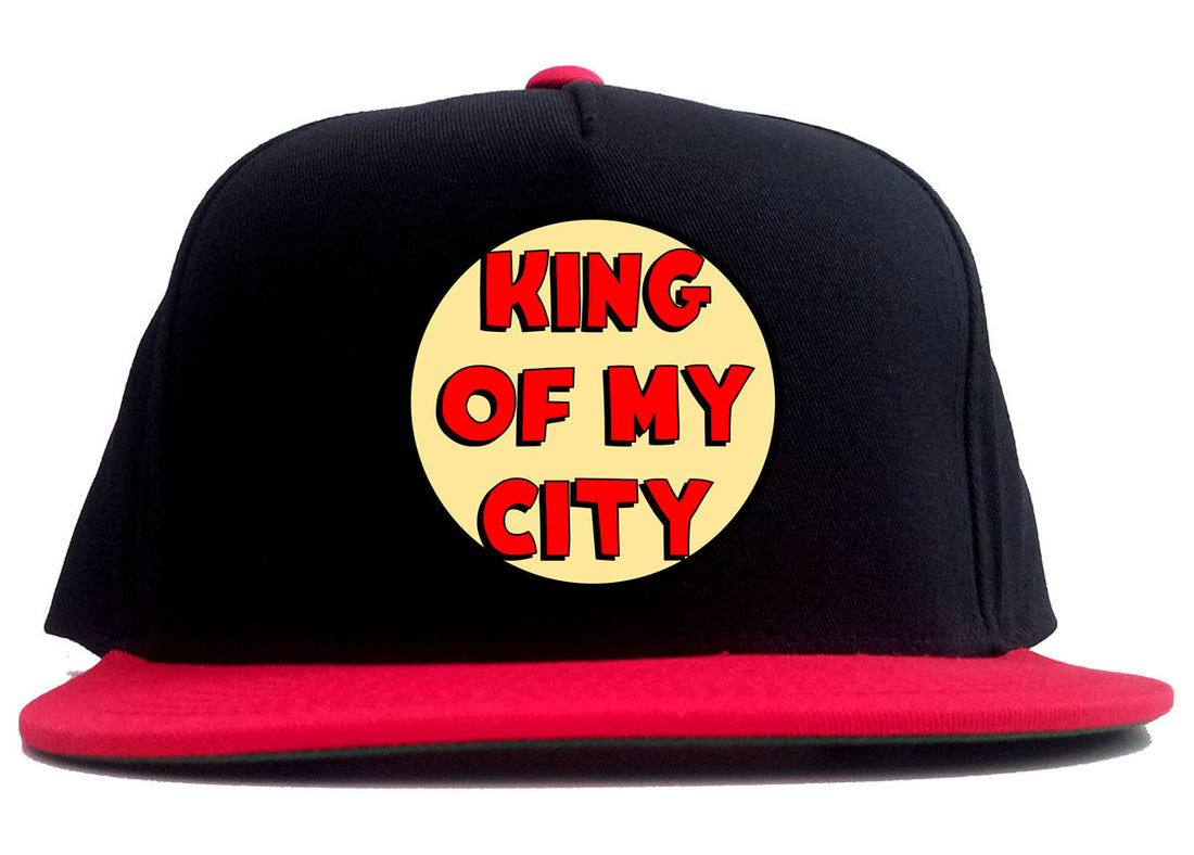 King Of My City Chest Logo 2 Tone Snapback Hat in Black and Red by Kings Of NY