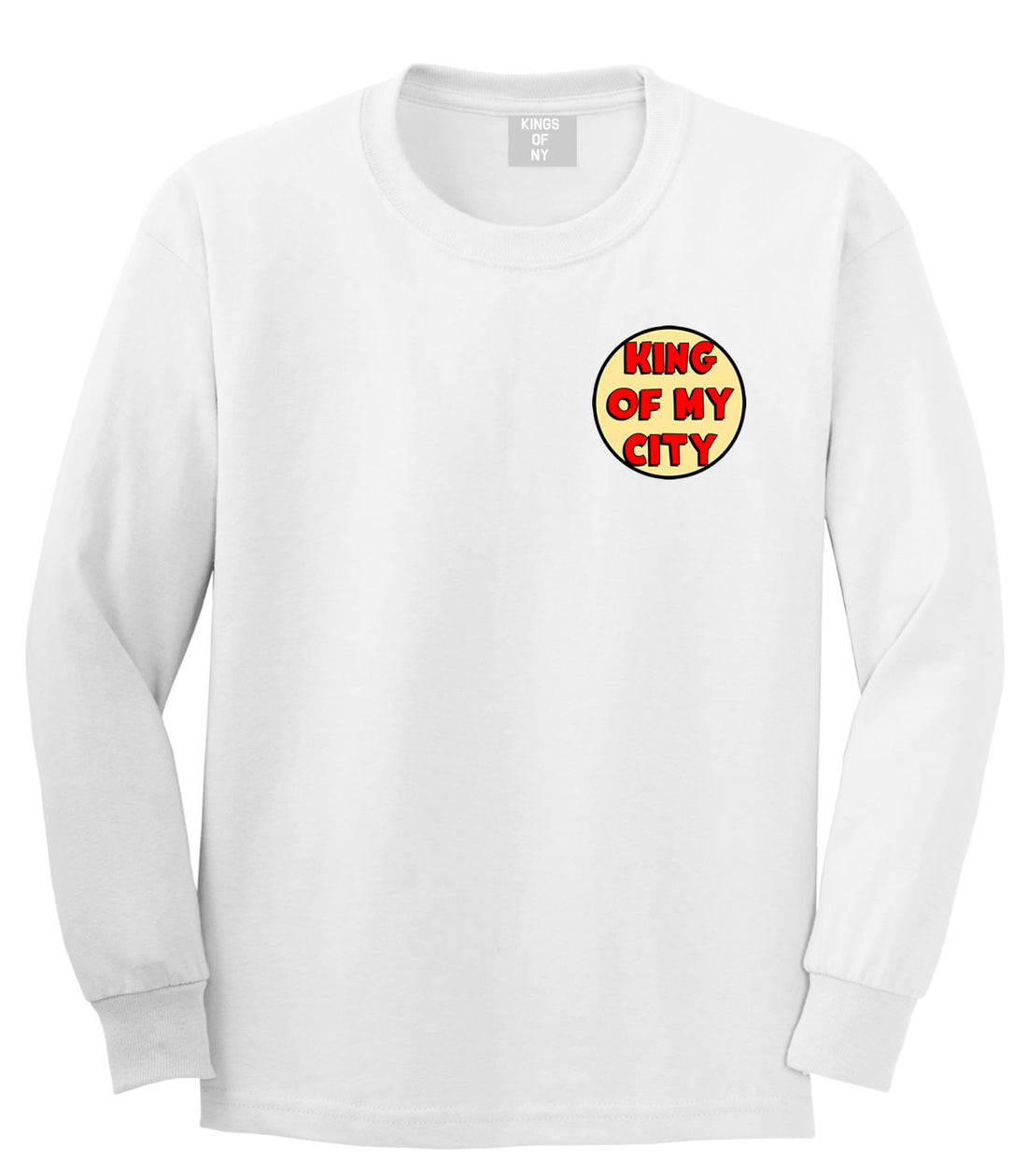 King Of My City Chest Logo Long Sleeve T-Shirt in White by Kings Of NY