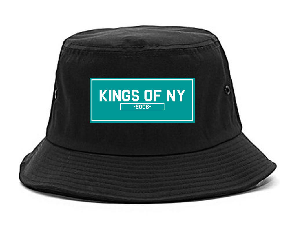 FALL15 Blue Logo Bucket Hat in Black by Kings Of NY