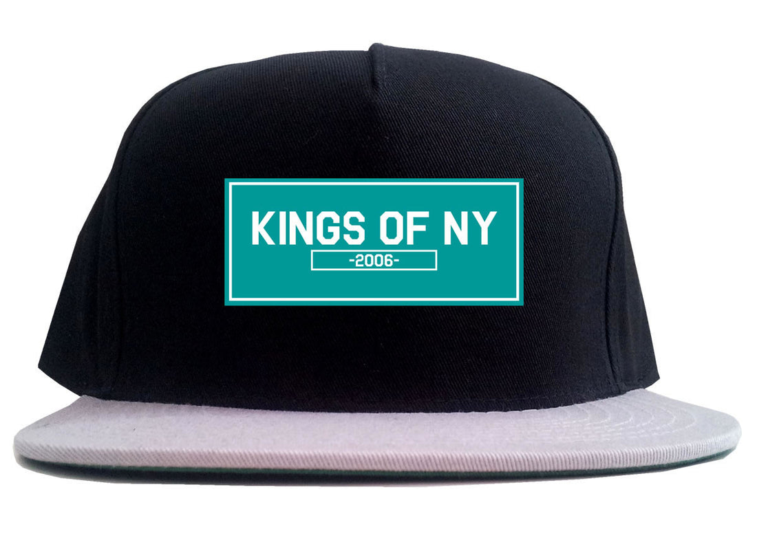FALL15 Blue Logo 2 Tone Snapback Hat in Black and Grey by Kings Of NY