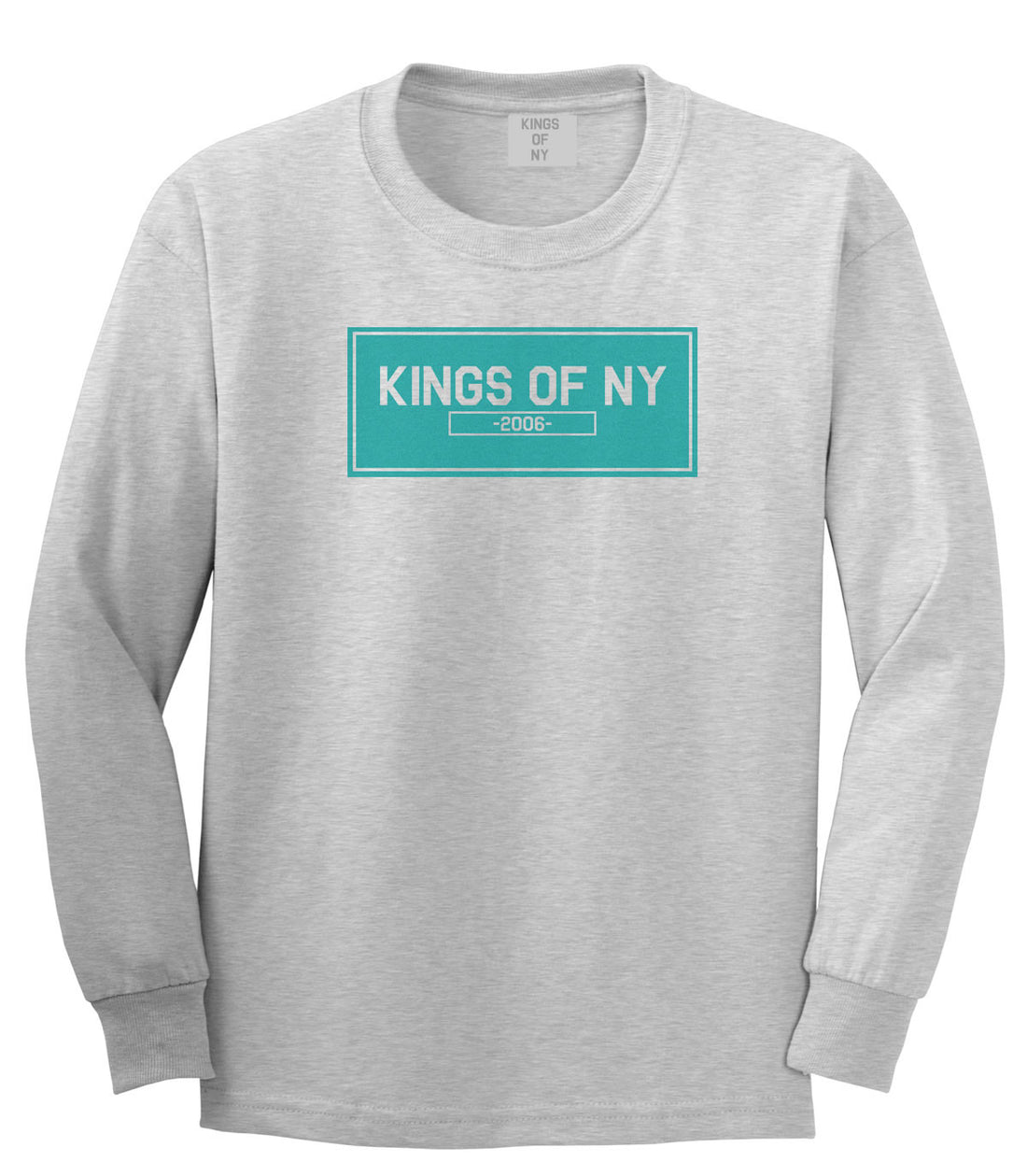 FALL15 Blue Logo Boys Kids Long Sleeve T-Shirt in Grey by Kings Of NY