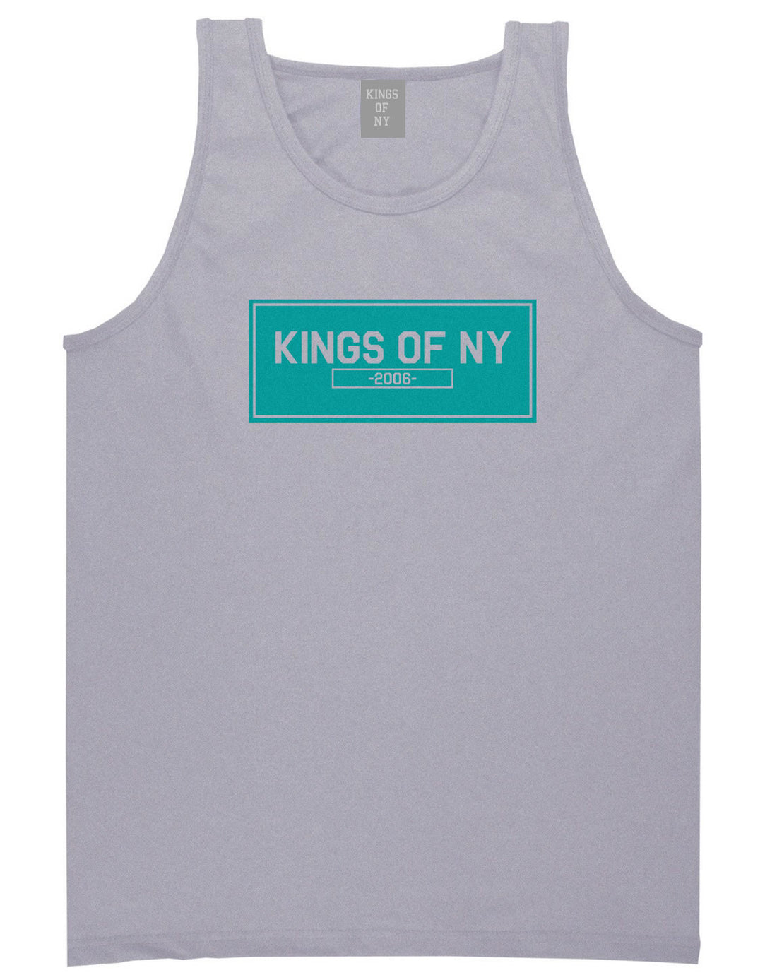 FALL15 Blue Logo Tank Top in Grey by Kings Of NY