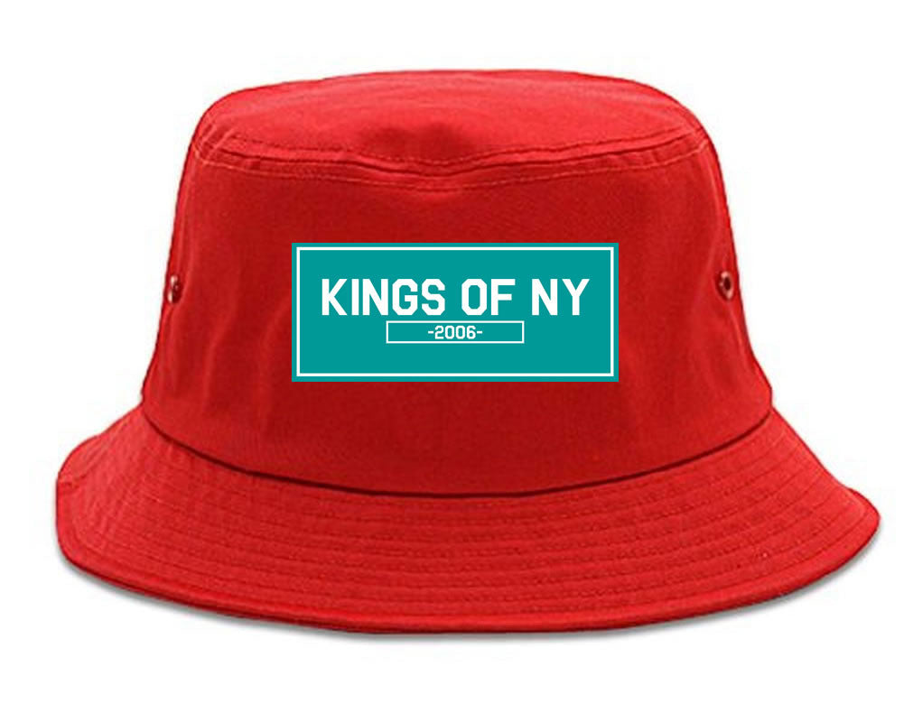 FALL15 Blue Logo Bucket Hat in Red by Kings Of NY