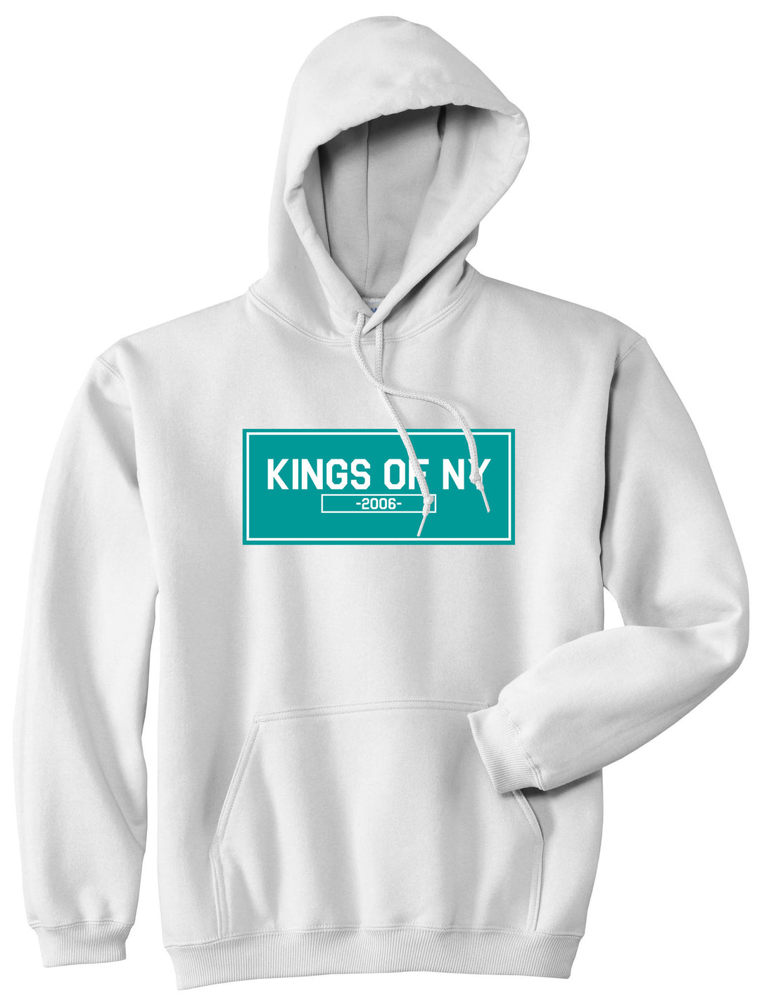 FALL15 Blue Logo Boys Kids Pullover Hoodie Hoody in White by Kings Of NY