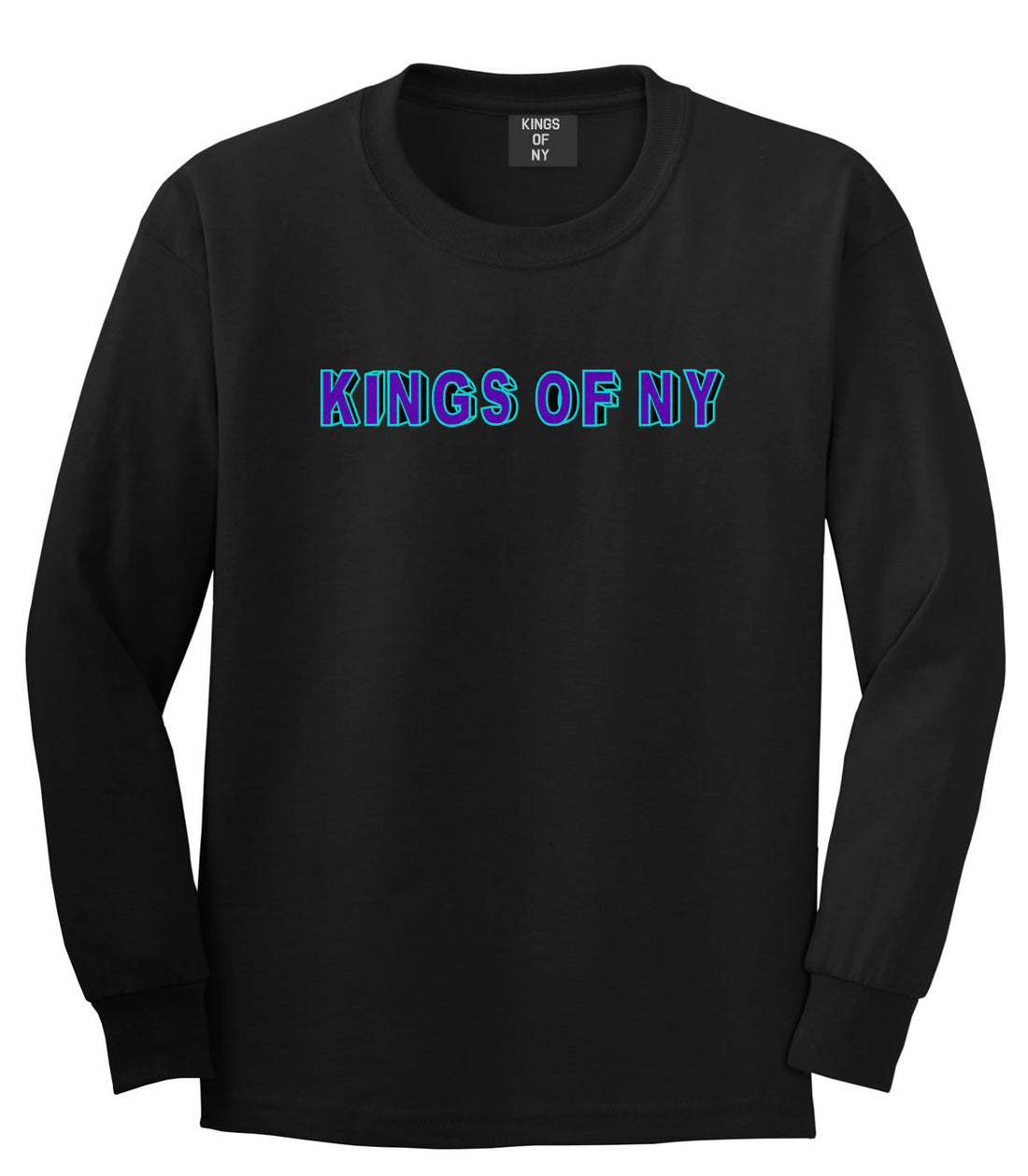 Bright Block Letters Boys Kids Long Sleeve T-Shirt in Black by Kings Of NY