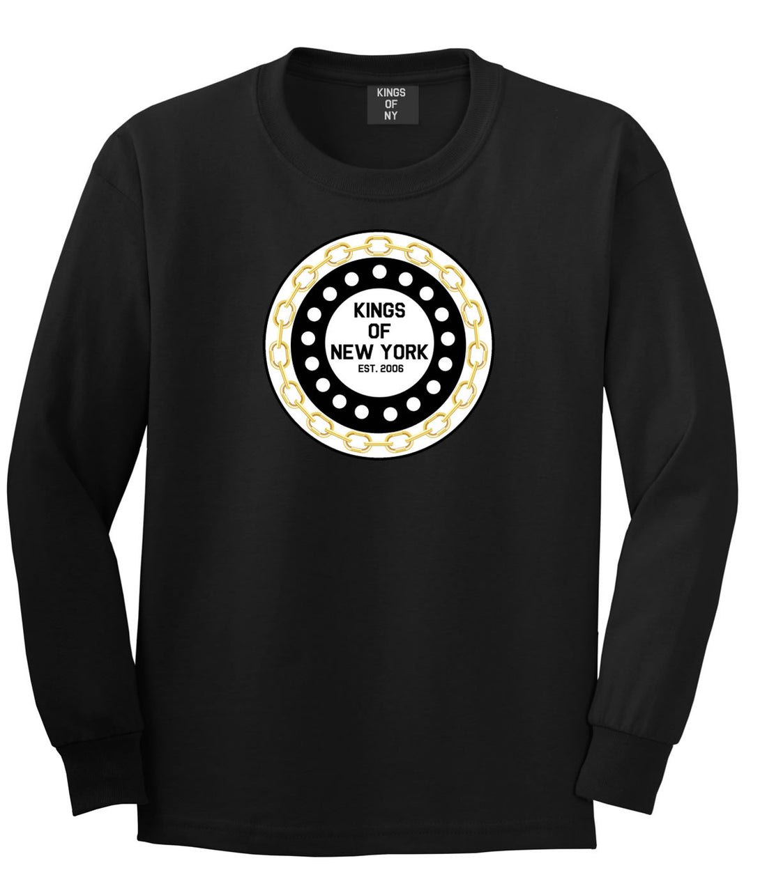 Chain Logo New York Brooklyn Bronx Long Sleeve Boys Kids T-Shirt In Black by Kings Of NY