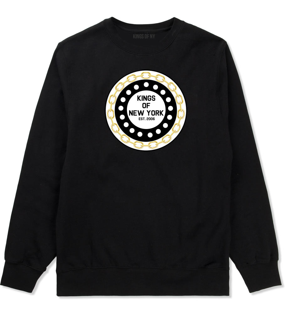 Chain Logo New York Brooklyn Bronx Boys Kids Crewneck Sweatshirt In Black by Kings Of NY
