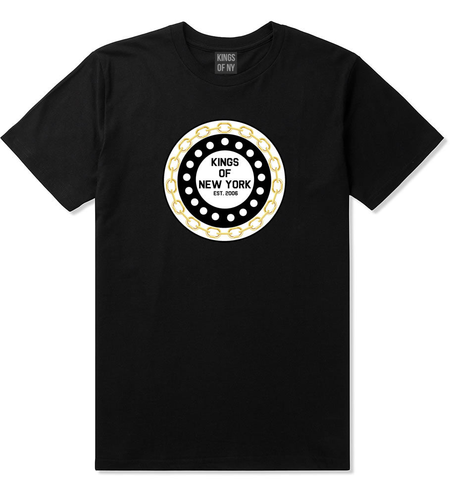 Chain Logo New York Brooklyn Bronx Boys Kids T-Shirt In Black by Kings Of NY