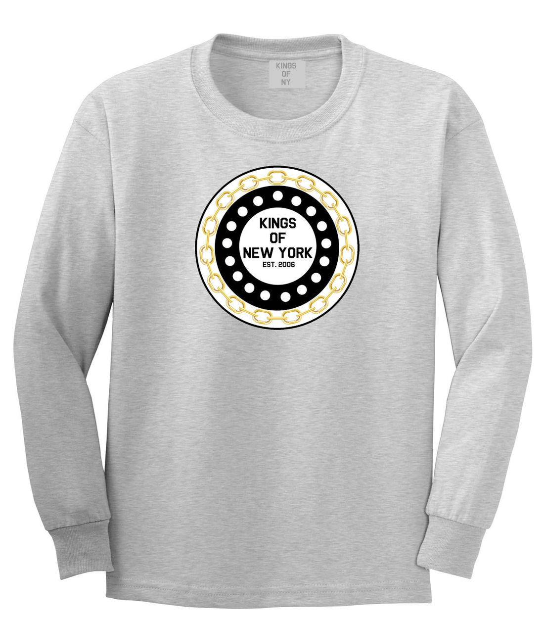 Chain Logo New York Brooklyn Bronx Long Sleeve Boys Kids T-Shirt In Grey by Kings Of NY