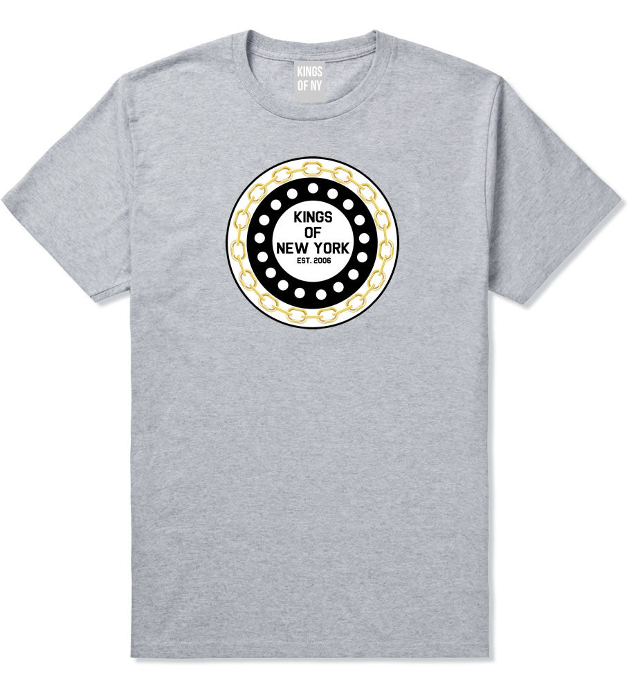 Chain Logo New York Brooklyn Bronx T-Shirt In Grey by Kings Of NY