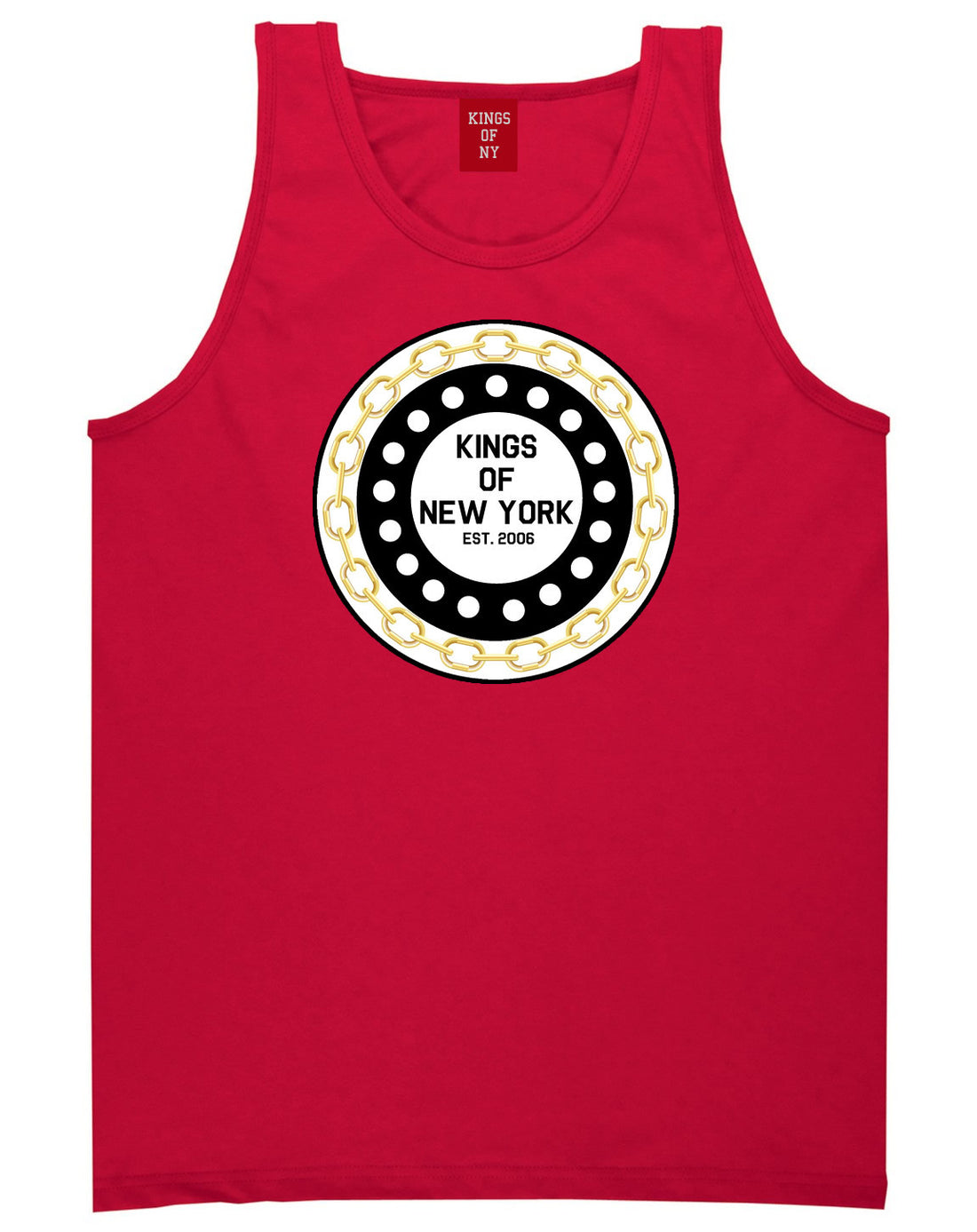 Chain Logo New York Brooklyn Bronx Tank Top In Red by Kings Of NY