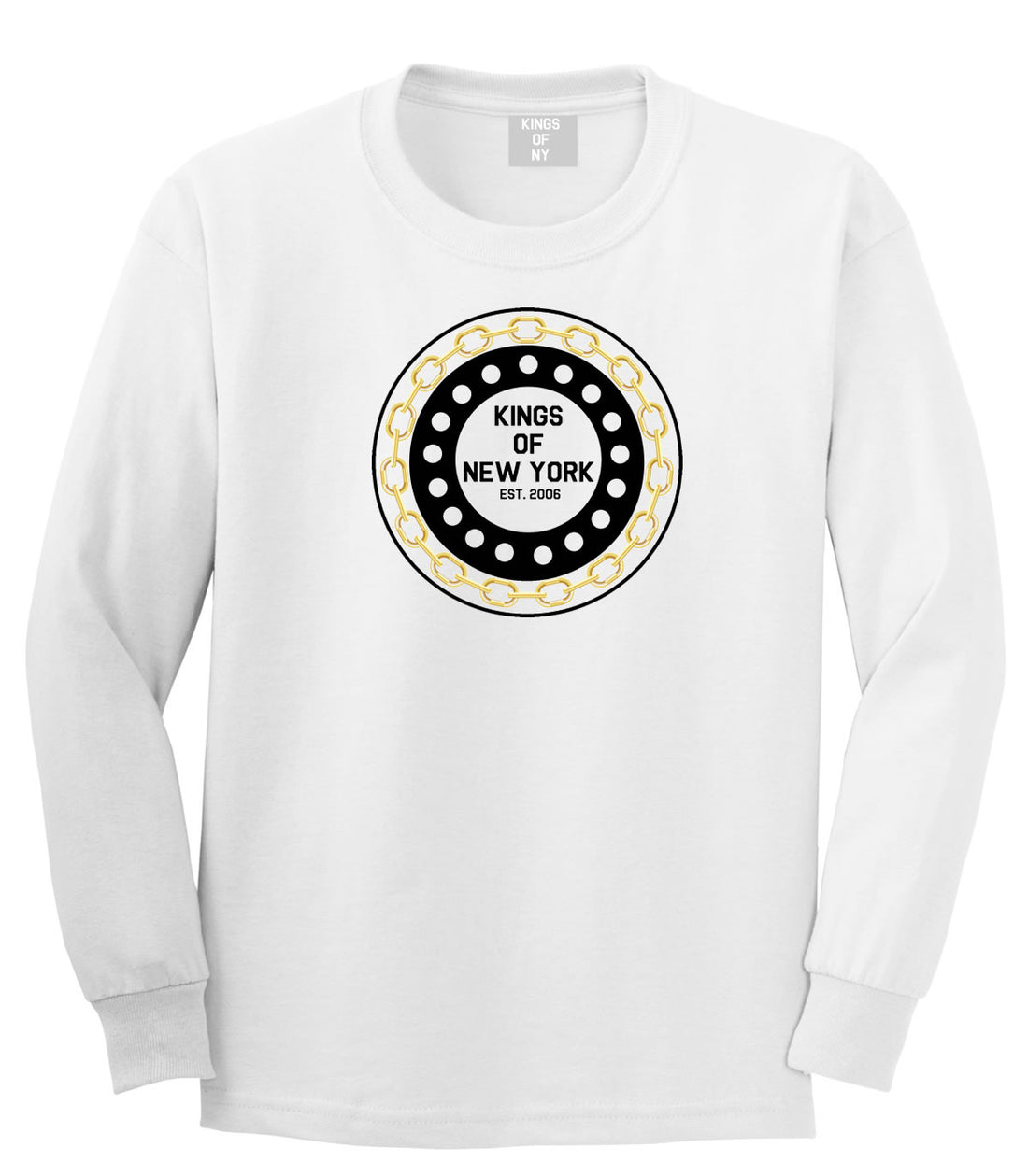 Chain Logo New York Brooklyn Bronx Long Sleeve Boys Kids T-Shirt in White by Kings Of NY