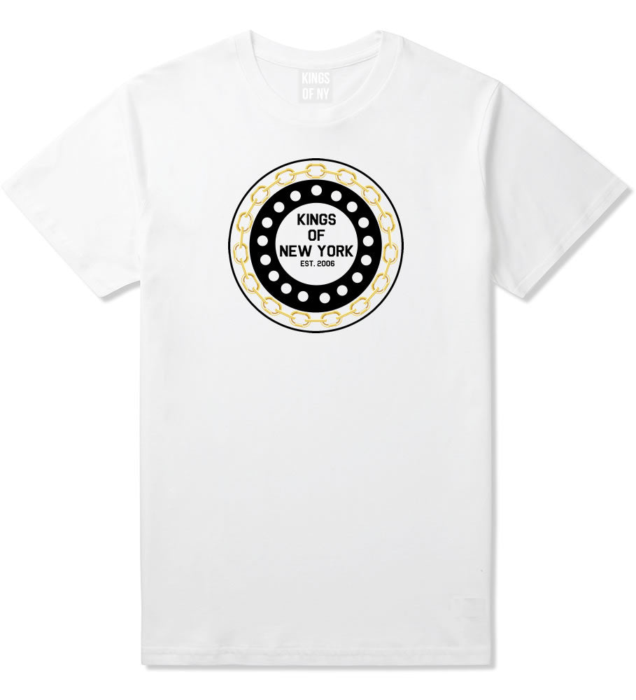 Chain Logo New York Brooklyn Bronx T-Shirt In White by Kings Of NY