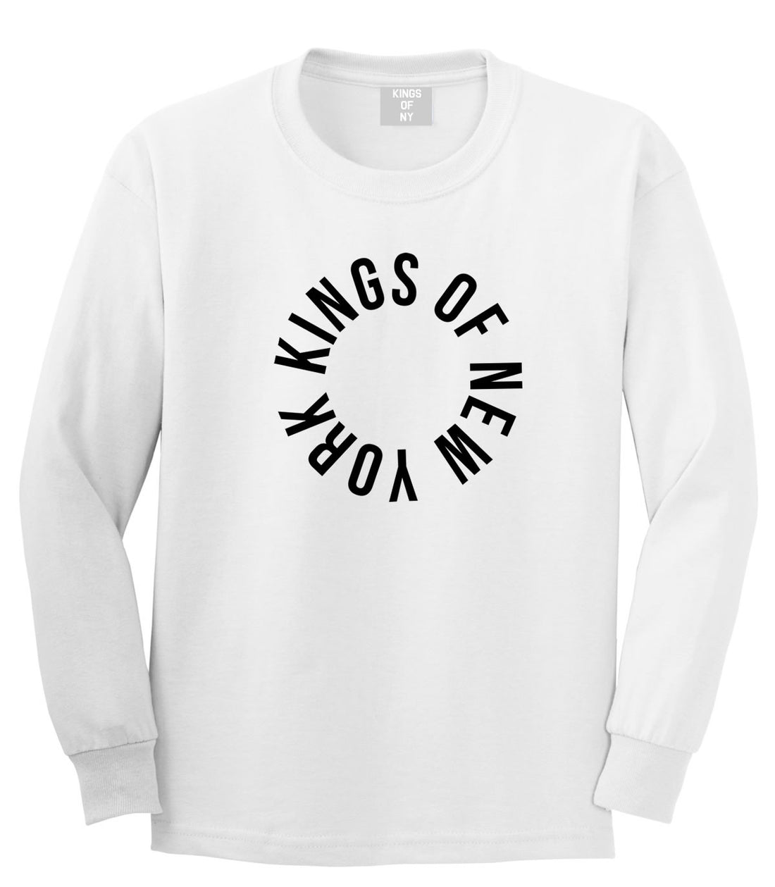 Kings Of NY Circle Logo New York Round About Long Sleeve T-Shirt in White