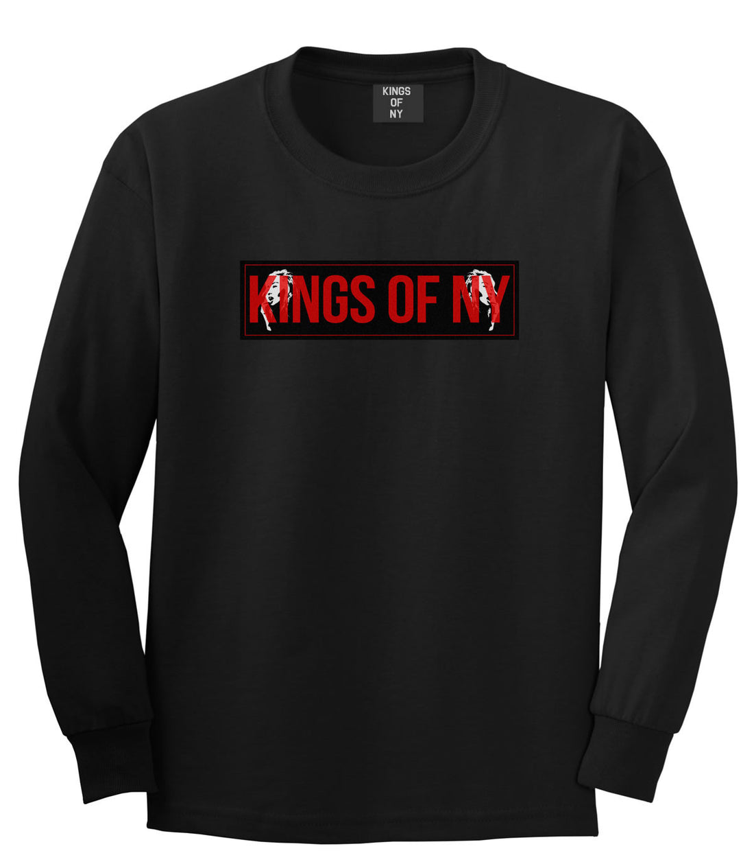 Red Girl Logo Print Long Sleeve T-Shirt in Black by Kings Of NY
