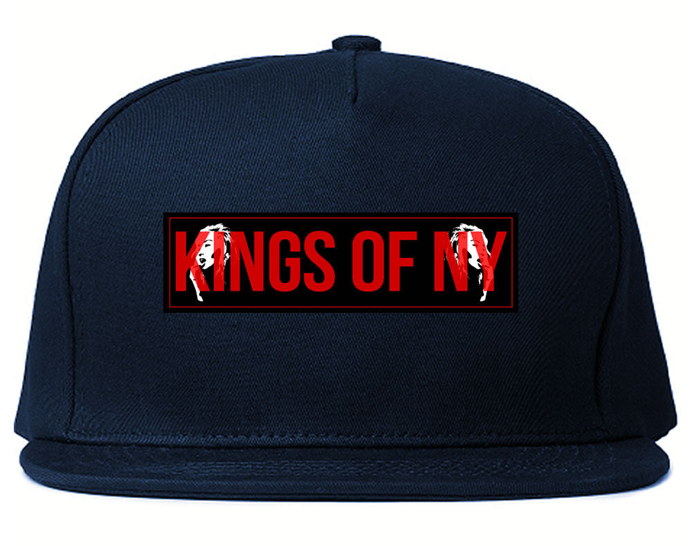 Red Girl Logo Print Snapback Hat in Blue by Kings Of NY