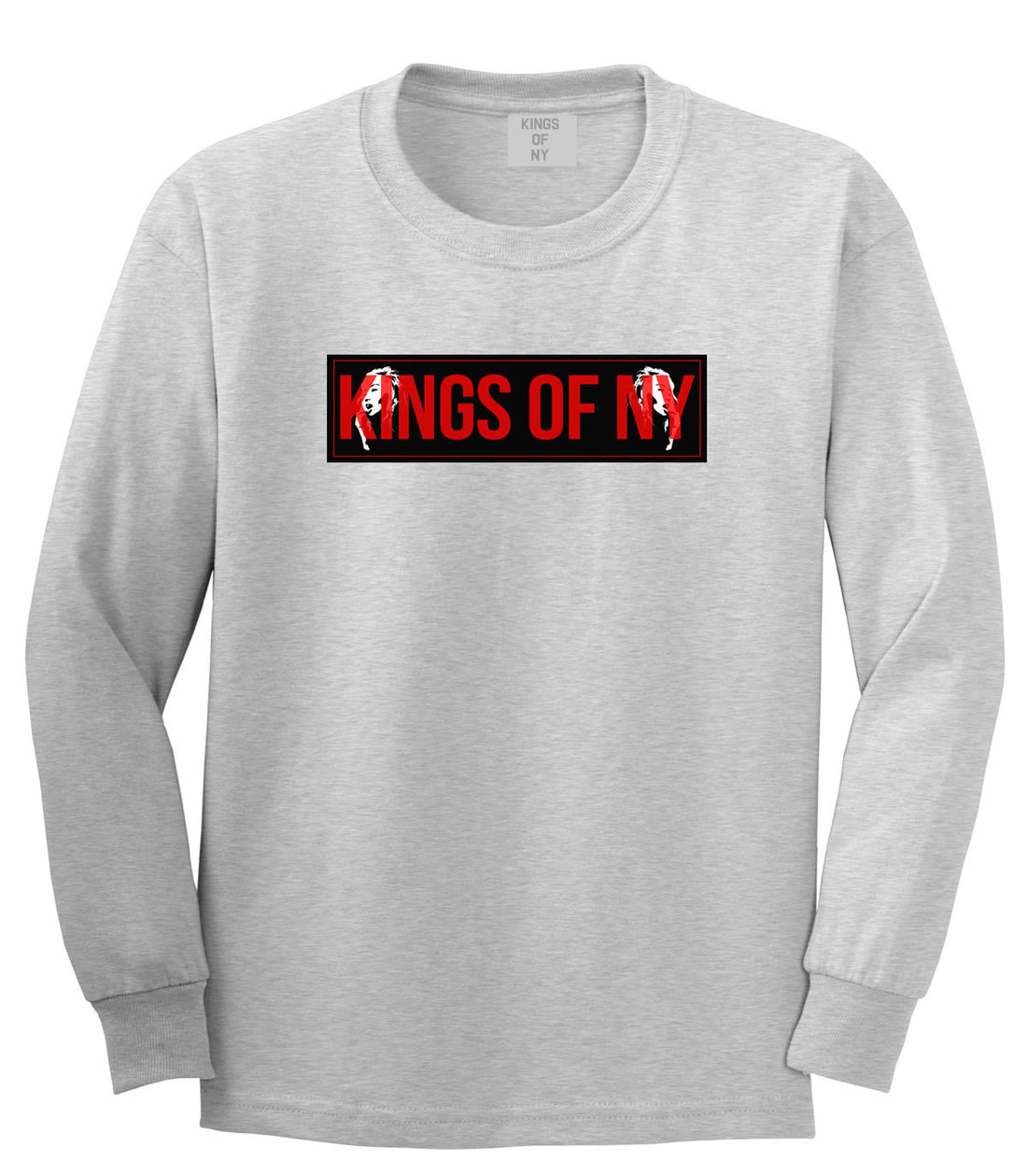 Red Girl Logo Print Long Sleeve T-Shirt in Grey by Kings Of NY