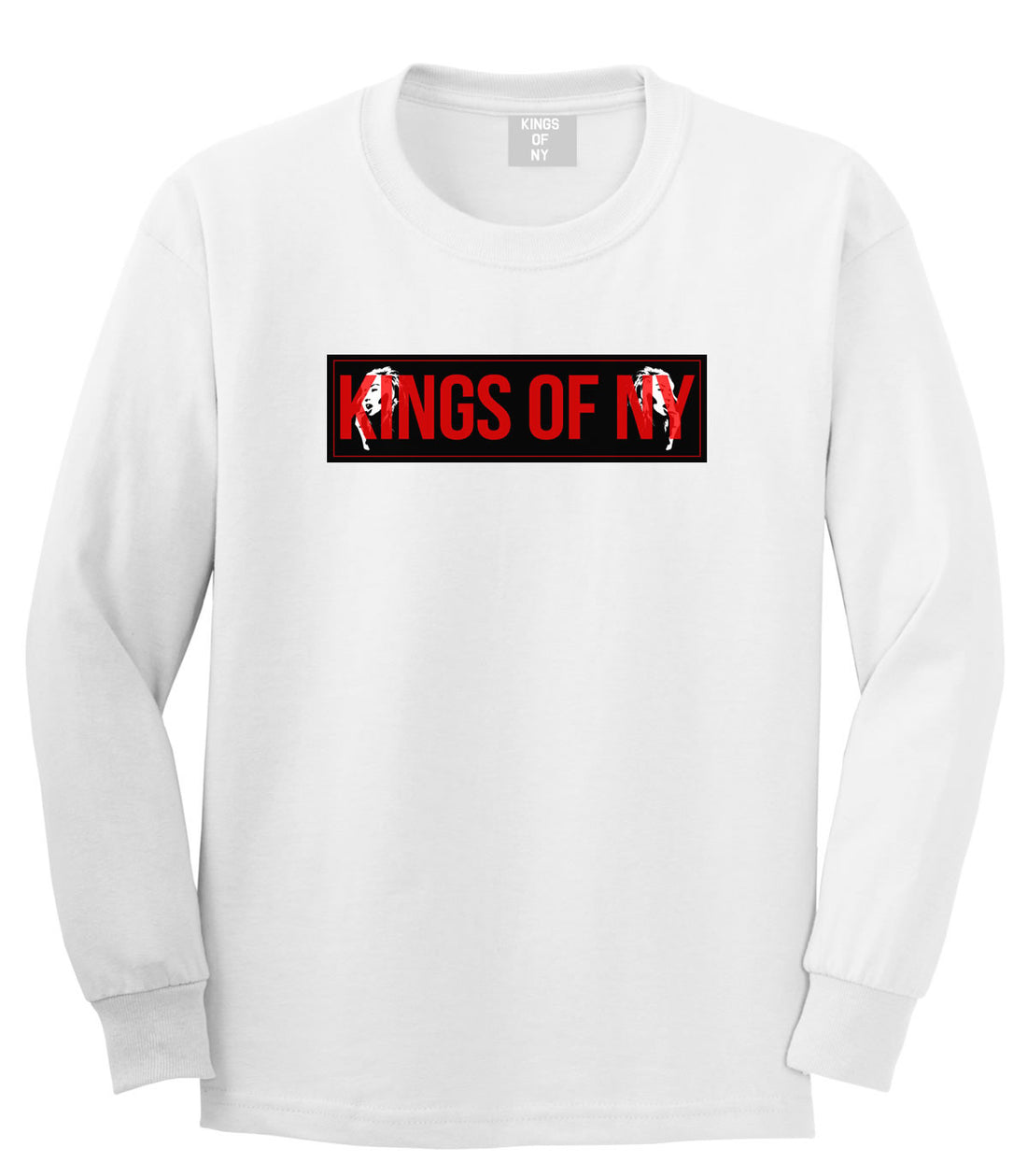Red Girl Logo Print Long Sleeve T-Shirt in White by Kings Of NY