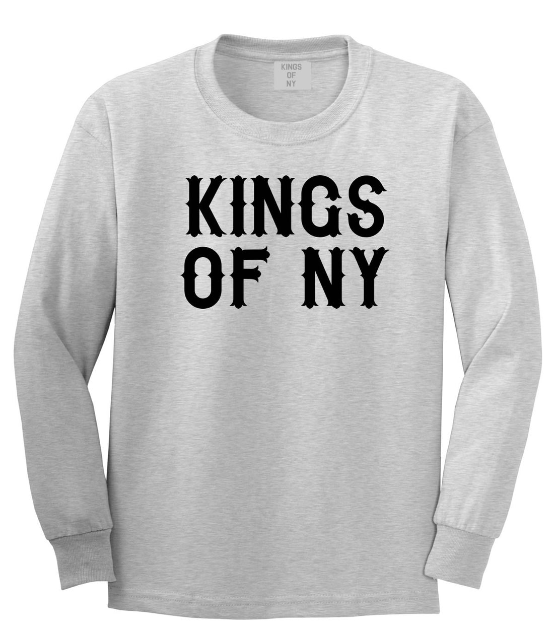 FALL15 Font Logo Print Boys Kids Long Sleeve T-Shirt in Grey by Kings Of NY