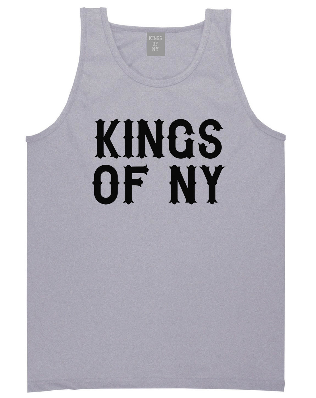 FALL15 Font Logo Print Tank Top in Grey by Kings Of NY