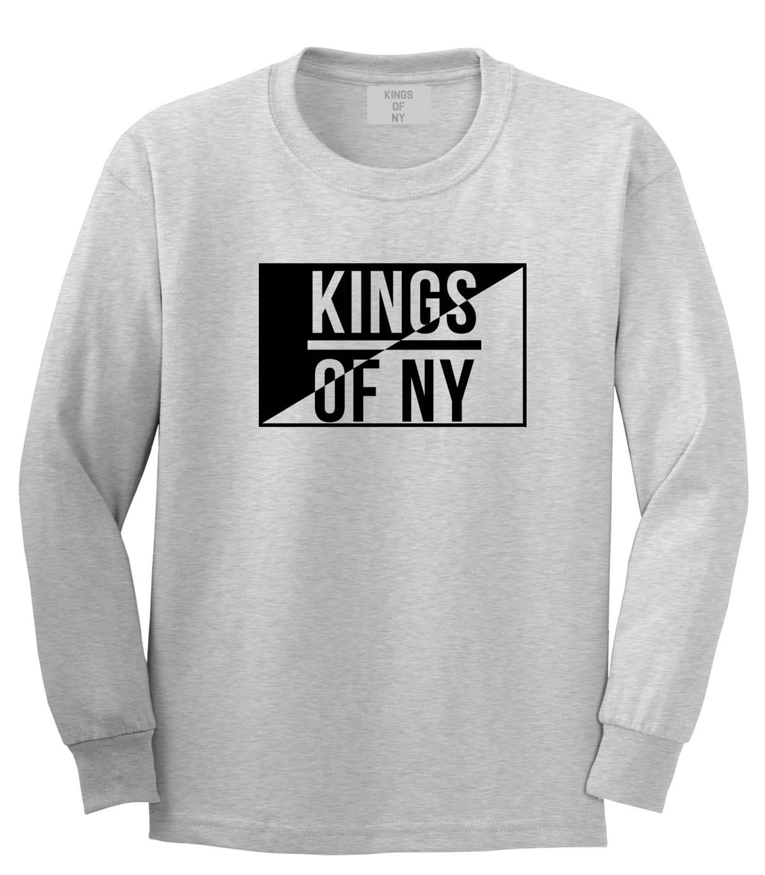 Kings Of NY Half Logo Long Sleeve T-Shirt in Grey