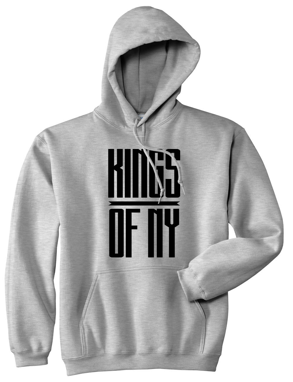 Kings Of NY Long Stretched Pullover Hoodie Hoody in Grey