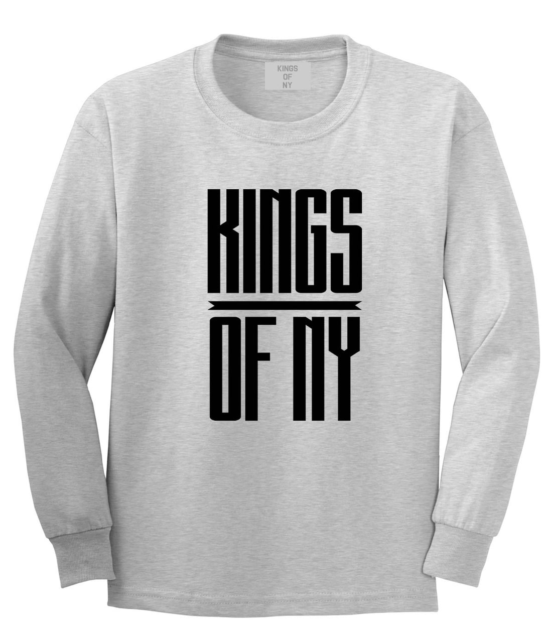 Kings Of NY Long Stretched Long Sleeve T-Shirt in Grey