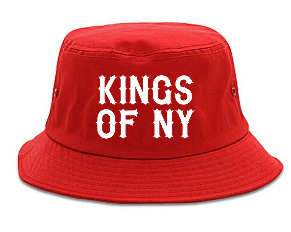 FALL15 Font Logo Print Bucket Hat in Red by Kings Of NY