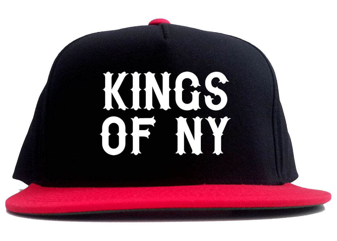 FALL15 Font Logo Print 2 Tone Snapback Hat in Black and Red by Kings Of NY