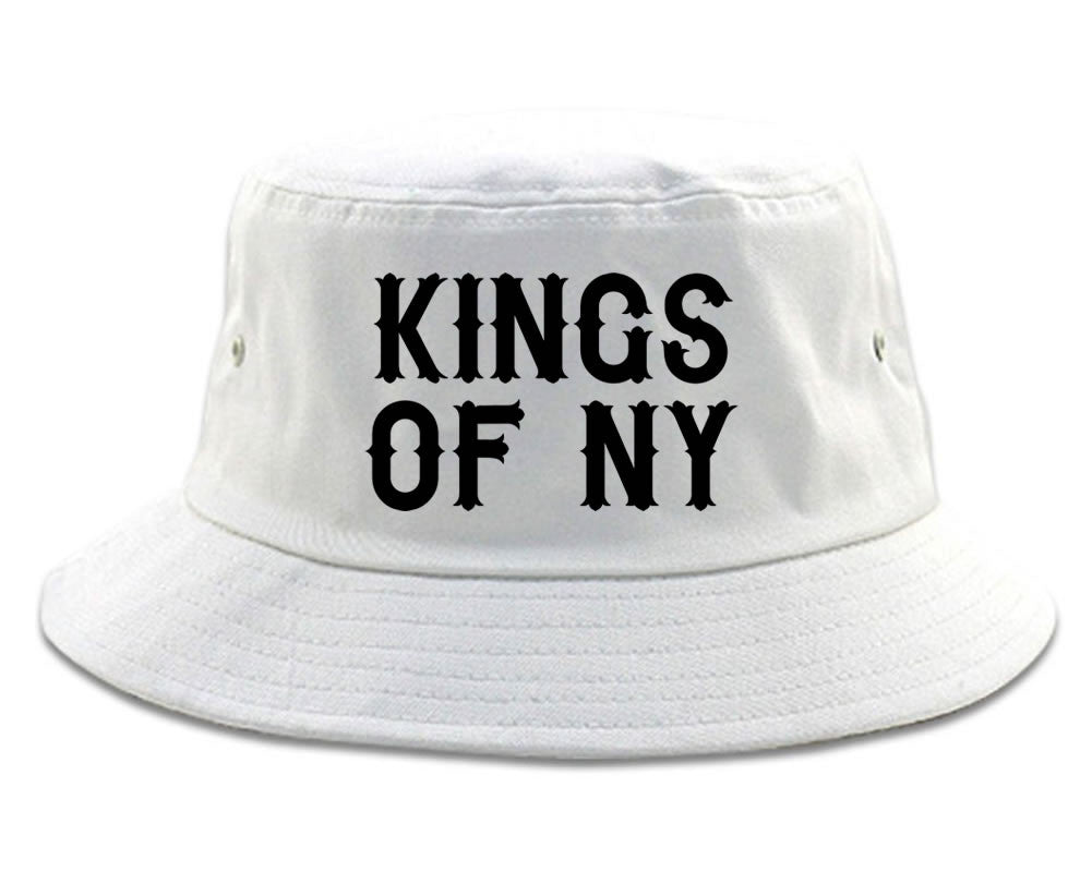 FALL15 Font Logo Print Bucket Hat in White by Kings Of NY