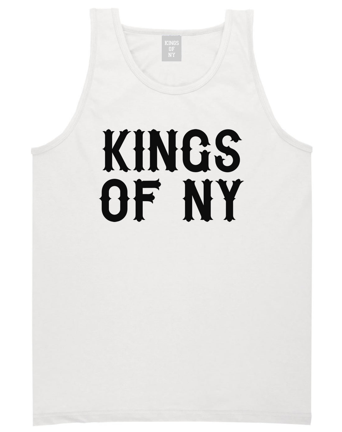 FALL15 Font Logo Print Tank Top in White by Kings Of NY