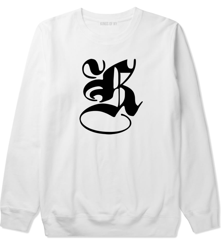 Kings Of NY K Gothic Style Crewneck Sweatshirt in White