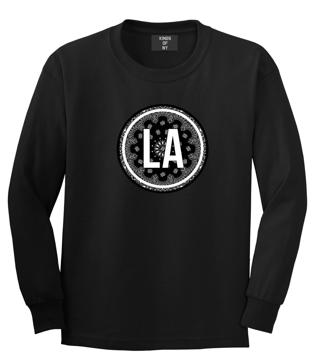 Kings Of NY La Los Angeles Cali California Bandana Long Sleeve T-Shirt in Black