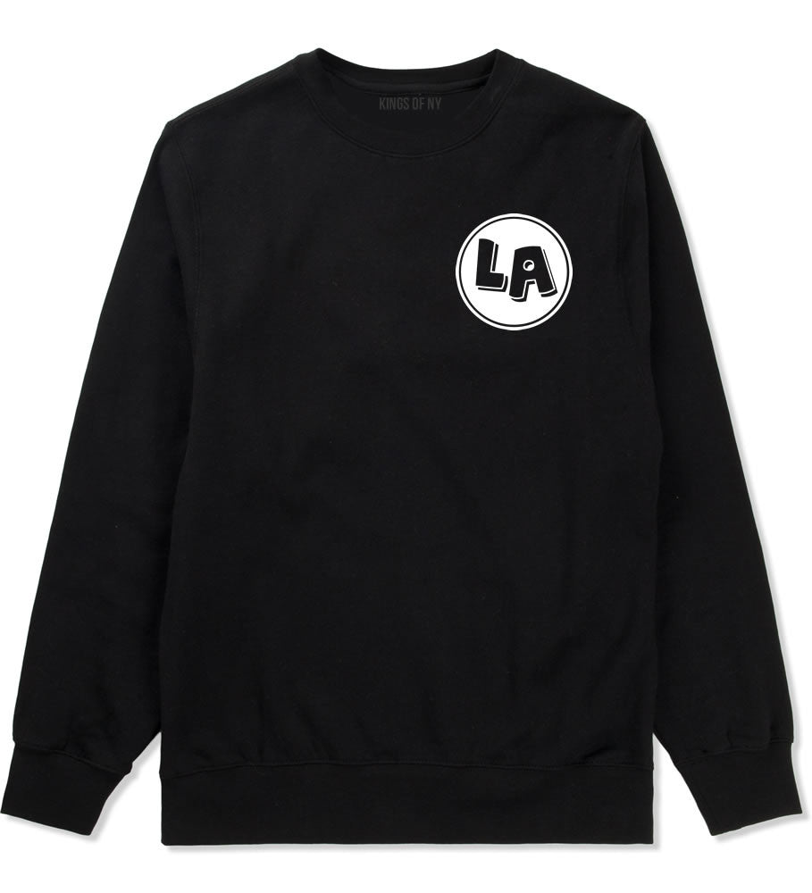 LA Circle Chest Los Angeles Crewneck Sweatshirt in Black By Kings Of NY