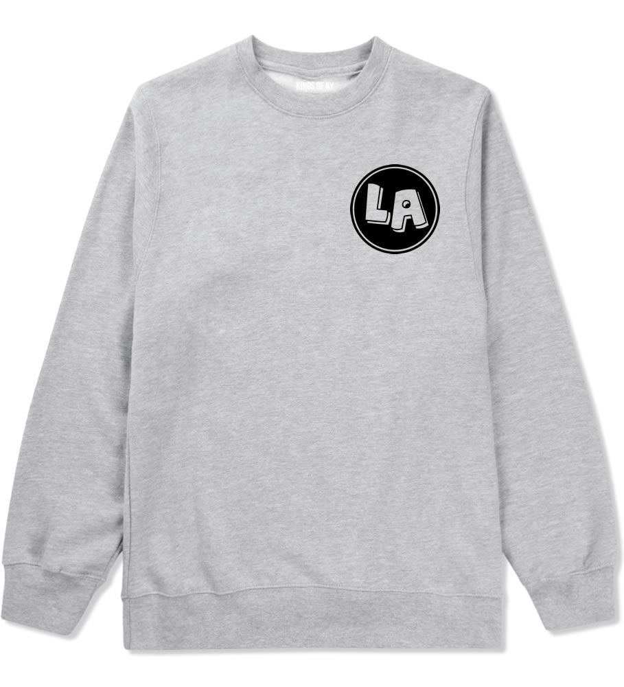 LA Circle Chest Los Angeles Crewneck Sweatshirt in Grey By Kings Of NY